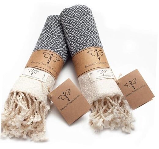 Vintage Dark Gray Turkish Hand Towels 16x40 Inch Decorative Bath Towel