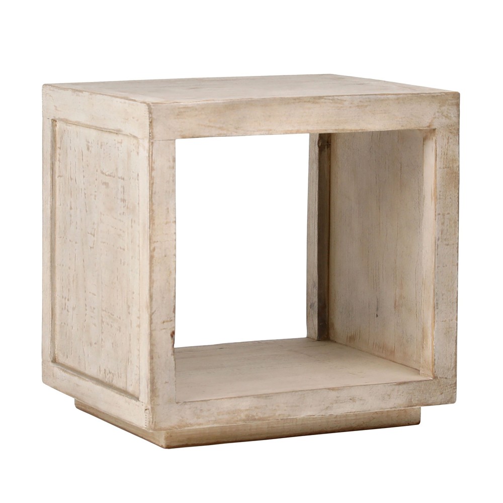 Stark Rectangular Reclaimed Pine Open Frame Side Table,