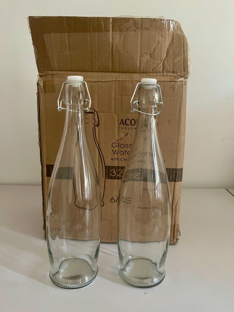 Acopa 32 Oz. Glass water Bottle (Pack of 6 New Open Box)