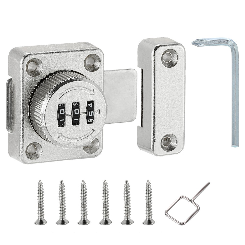 Secure Cabinet Password Latch with L-Screwdriver Silver Combination Lock-image