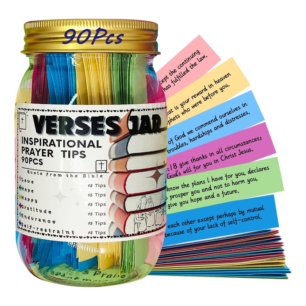 90Pcs Bible Verses in a Jar Read Me When Bible Verses Jar Glass Scripture Pra...