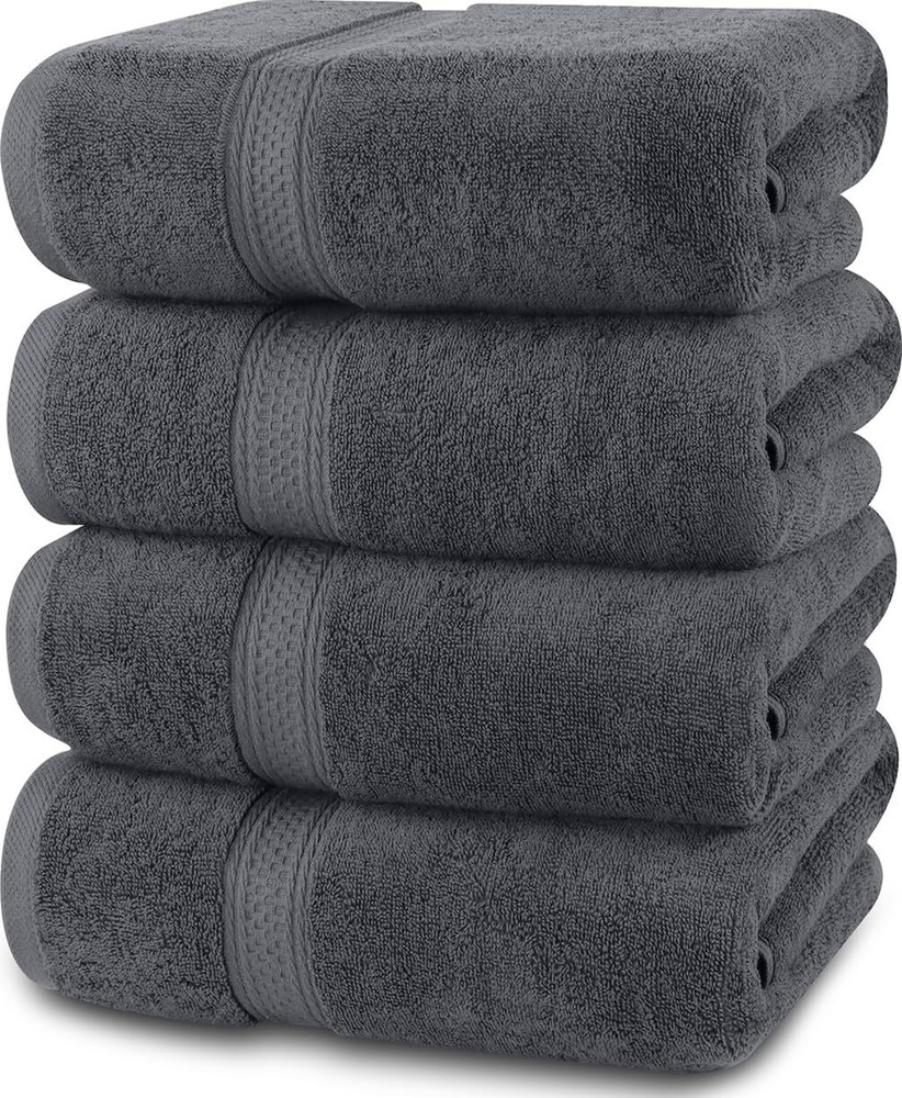 4 Pack Grey Cotton Bath Towels 27x54 Inches Super Absorbent Soft Utopia