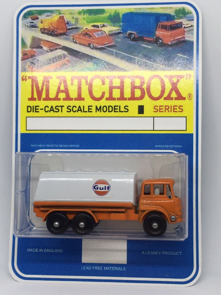 Vintage Lesney Matchbox 25 Custom Gulf Petrol Tanker Truck Blister Pack