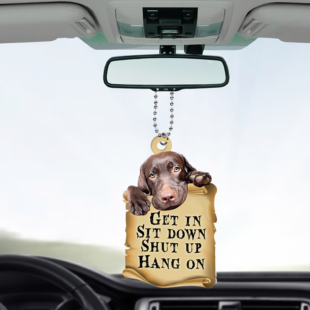 Funny Labrador Retriever Dog Get In Sit Down Shut Up Hang On Car Ornament Gift
