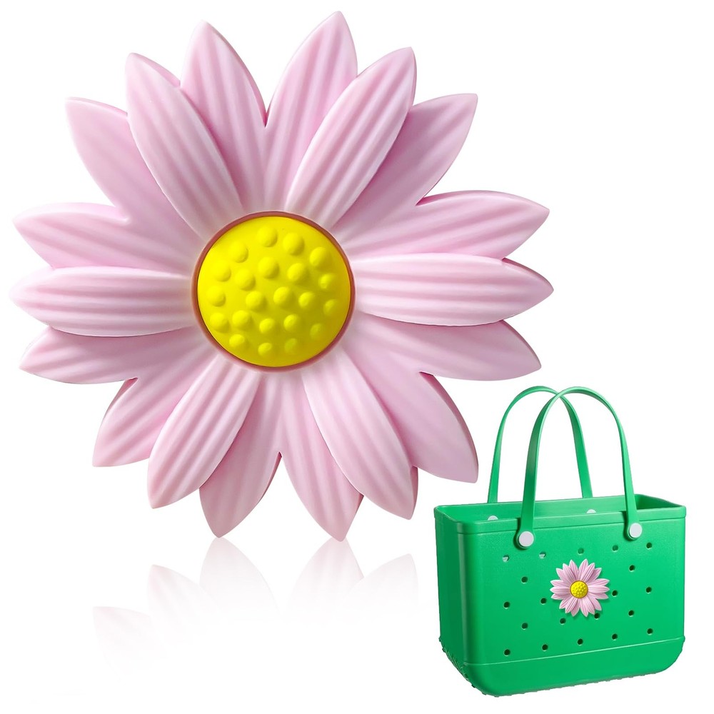 Pink Daisy Bogg Bag Charms - Stylish Accessory Inserts