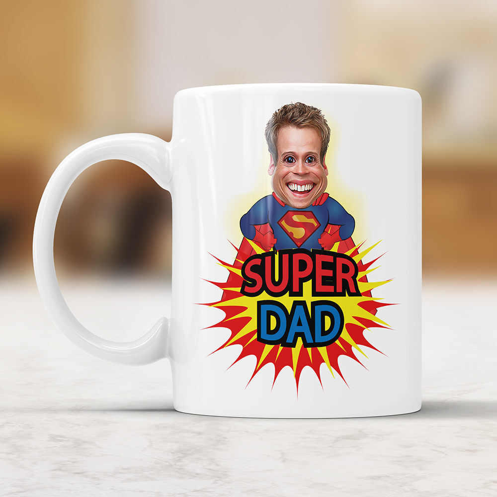 Personalized Caricature Mug For Dad Super Dad Coffee Mug Perfect Dad Gifts