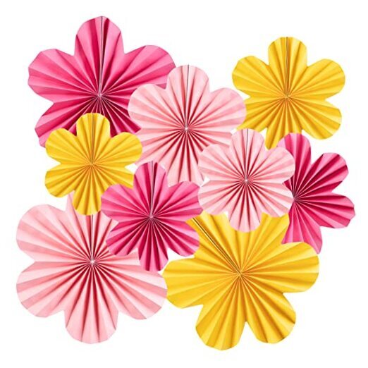 9 PCS Paper Flowers Decorations for Wall Paper Fans Classroom Flower-9pcs