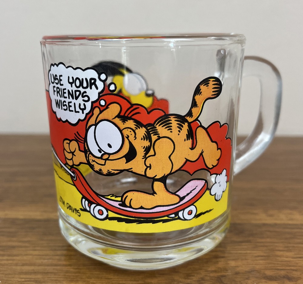 McDonalds Garfield Glass Cup Mug Odie Jim Davis Vintage 1978 Odie Skateboard