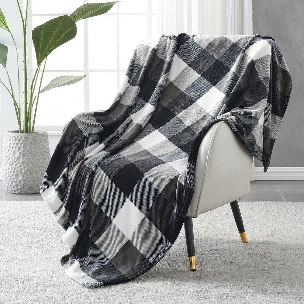 Buffalo Plaid Flannel Fleece Throw Blanket 90 x 108 Inches, Soft Lightweight ...