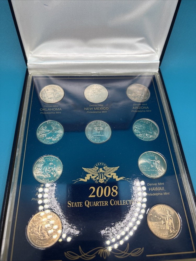 2008 10 State Quarter Collection D&P Mint United States Commemorative Gallery