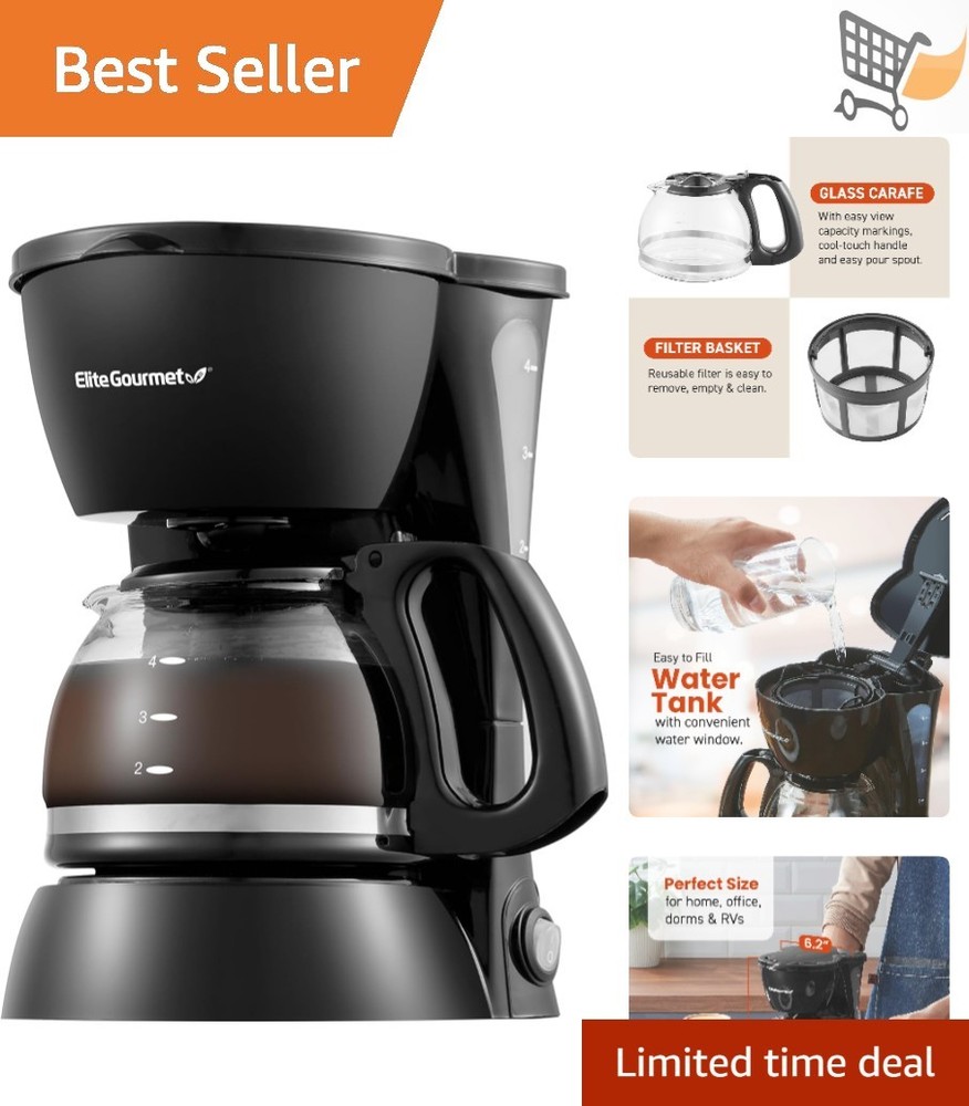 Automated Coffee Maker Reusable Filter 4-Cup Carafe Drip Brew Keep Warm-image