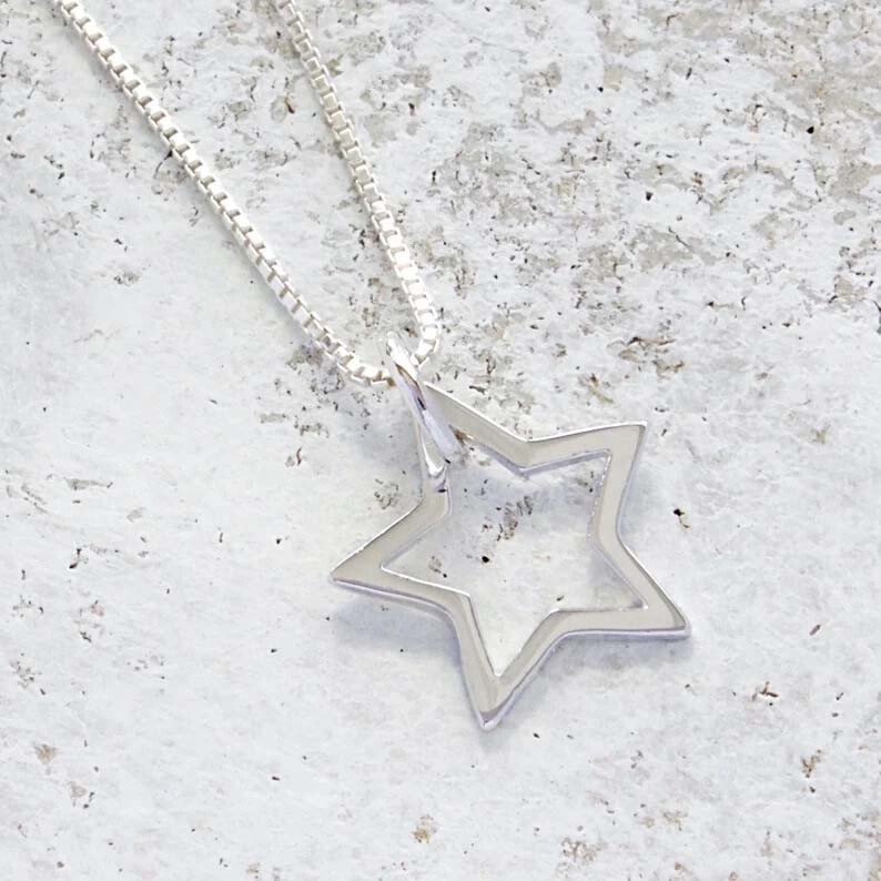 Star Outline Pendant 925 Sterling Silver Handmade Birthday Gift Star Pendant