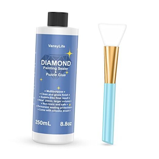 Updated Diamond Painting Sealer 250ML with Silicone Brush, 5D 250mL x 1