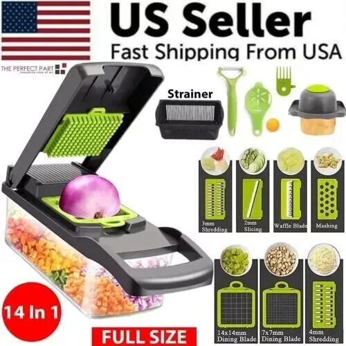 14-In-1 Vegetable Fruit Chopper Cutter Food Onion Veggie Dicer Slicer Kitchen US