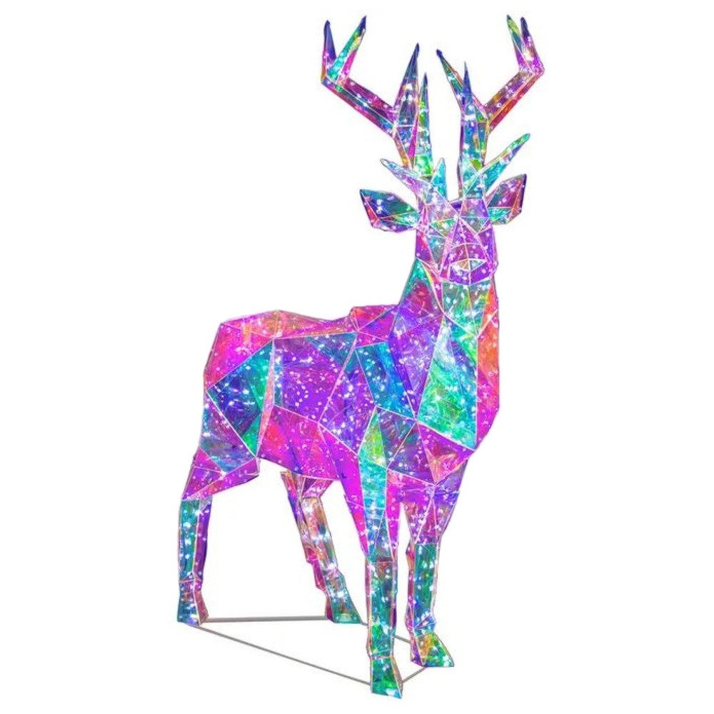 Kurt Adler Pre-Lit Cool White LED Holographic Iridescent Reindeer, 35.5in