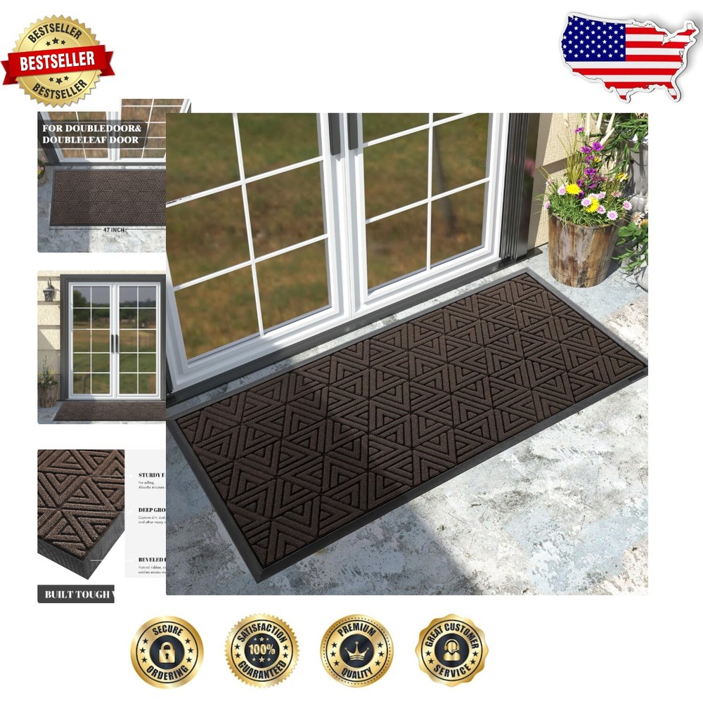 Compact 47” x 24” Welcome Mat with Deep Grooves - Best for High-Traffic Homes