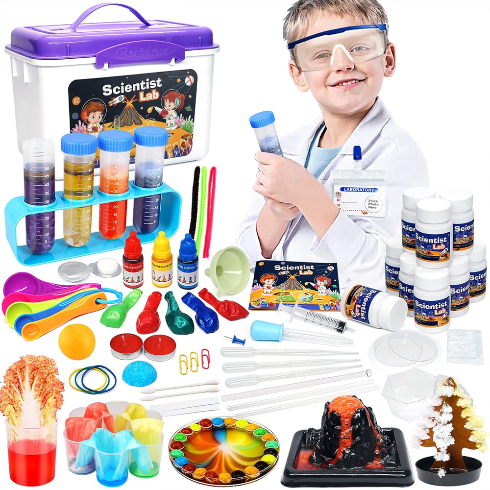 STEM Science Kit for Kids - 56 Fun Experiments with Lab Coat & Scientist Gear