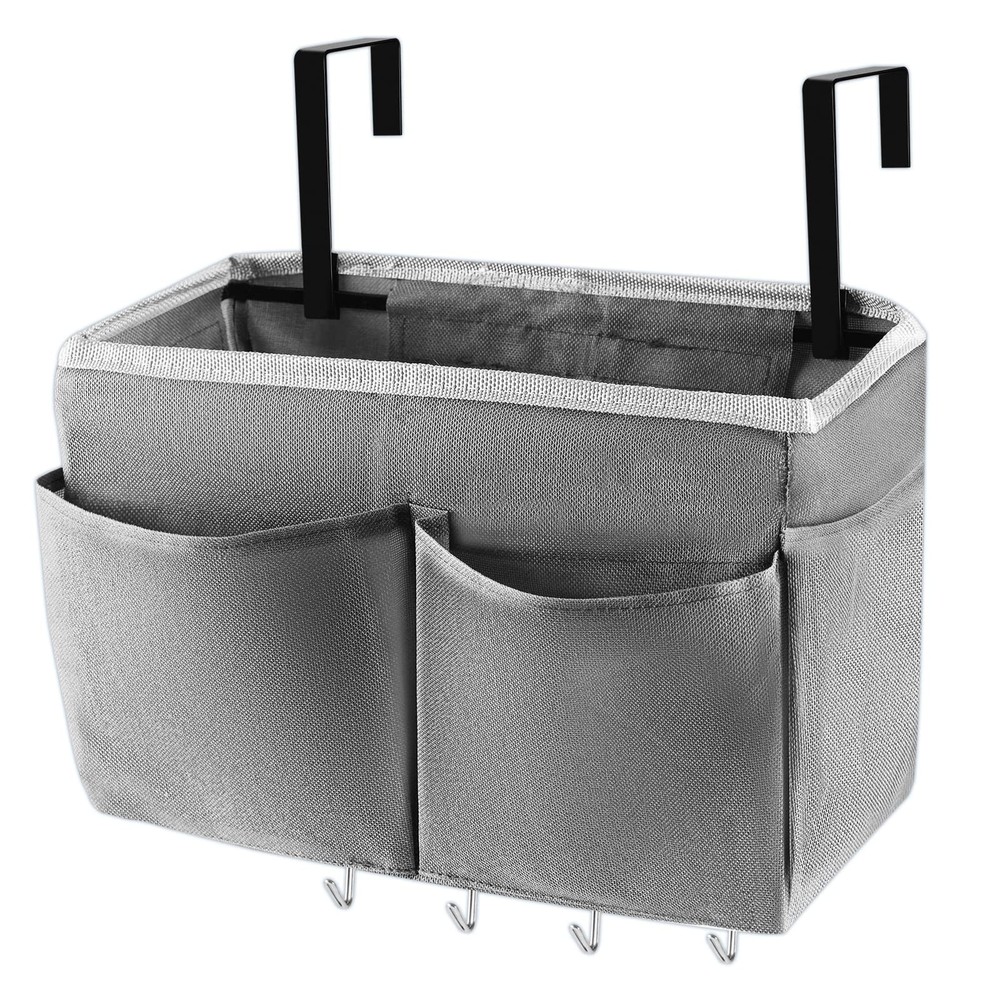 Bedside Storage Organizer 5 Pockets with 4 Hooks Hanging Storage Bag for Head...