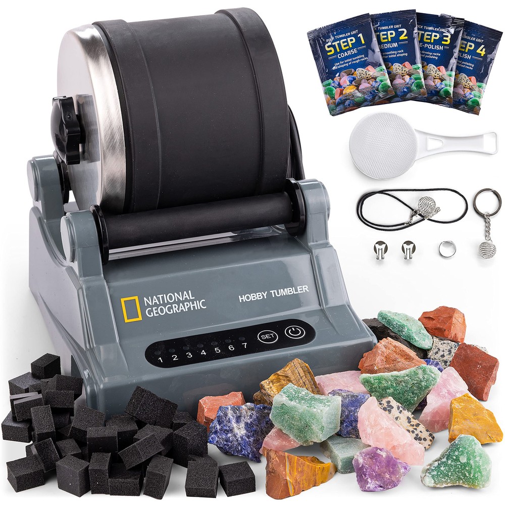 NATIONAL GEOGRAPHIC Hobby Rock Tumbler Kit – Durable Leak-Proof Rock Polisher...