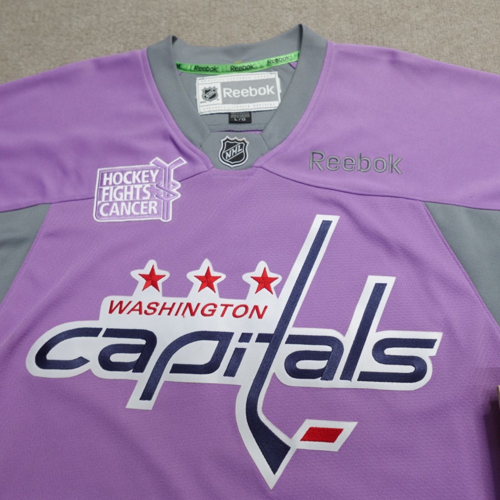 Washington Capitals Jersey Large Purple #27 Alzner Hockey Fights Cancer