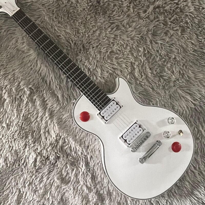 White Custom LP Electric Guitar Solid Body Black Rosewood Fretboard H-H Pickups