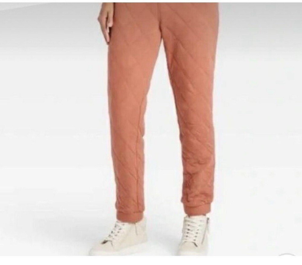 Universal Thread Womens XL Quilted Jogger Pants Coral Thick Ankle Cozy