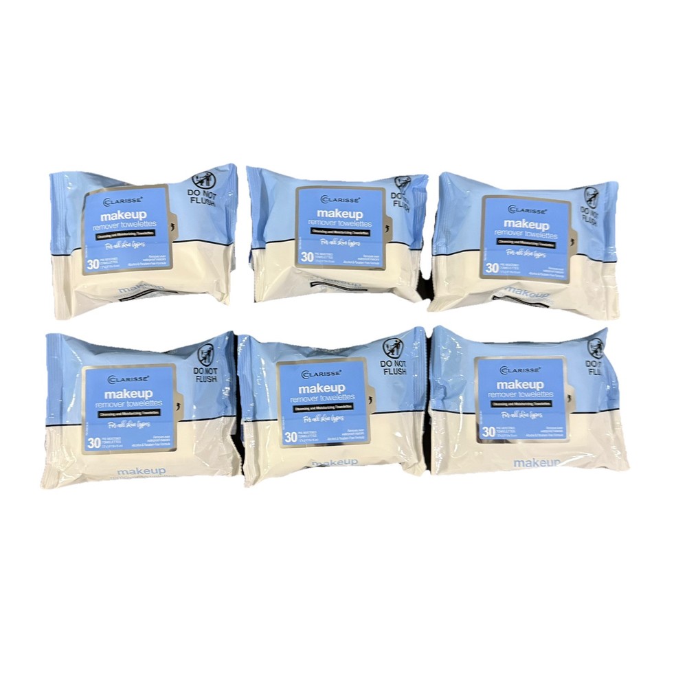 6 PACK- (30ct) Makeup Remover Facial Cleansing Wipes, Towelettes 180ct Total