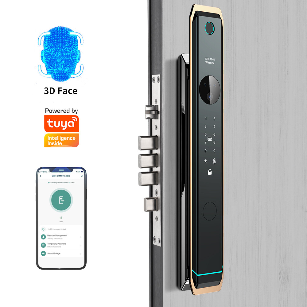 Tuya WiFi Smart Lock with 3D Face Recognition Fingerprint Key Camera App Control  -image