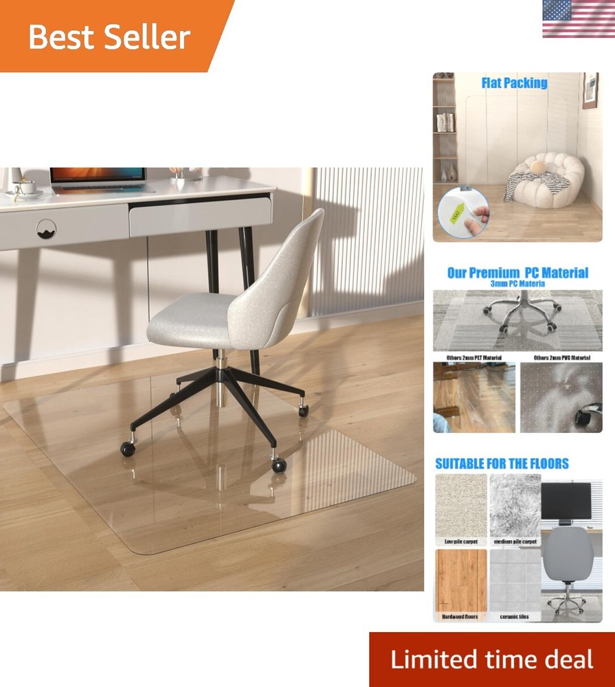 48x36 Heavy-Duty Clear Office Chair Mat for Carpet – 10 lbs Thick Protection