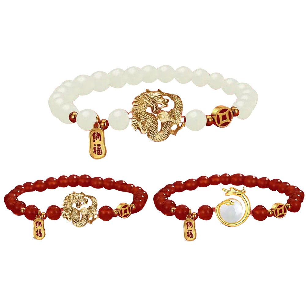 Dragon Bracelet Stretch Beads Handband Chain Jewelry Feng Shui Good Luck Gift