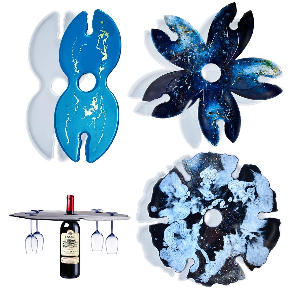 3PCS Flower Silicone Wine Glass Coaster Molds DIY Craft Resin