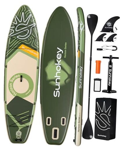 11ft x 34in Seam Welded Olive Forest Inflatable SUP Extra Wide