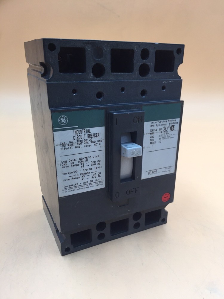 HOUSTON STOCK GE TED136100 TYPE TED 100 AMP 600V REFURBISH FREE 2DAY AIR BUY NOW-image