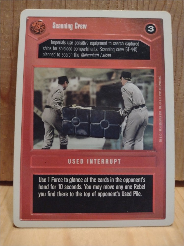 1995 Star Wars Card Game: USED INTERRUPT: SCANNING CREW  white BORDER  MC9