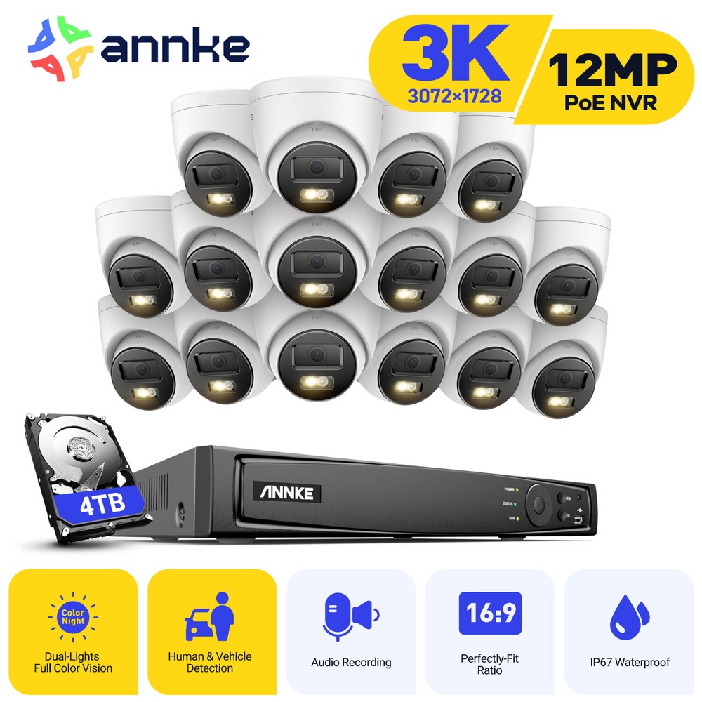 ANNKE 8CH 16CH 4K NVR 5MP Audio POE IP Security Camera System Color Night Vision