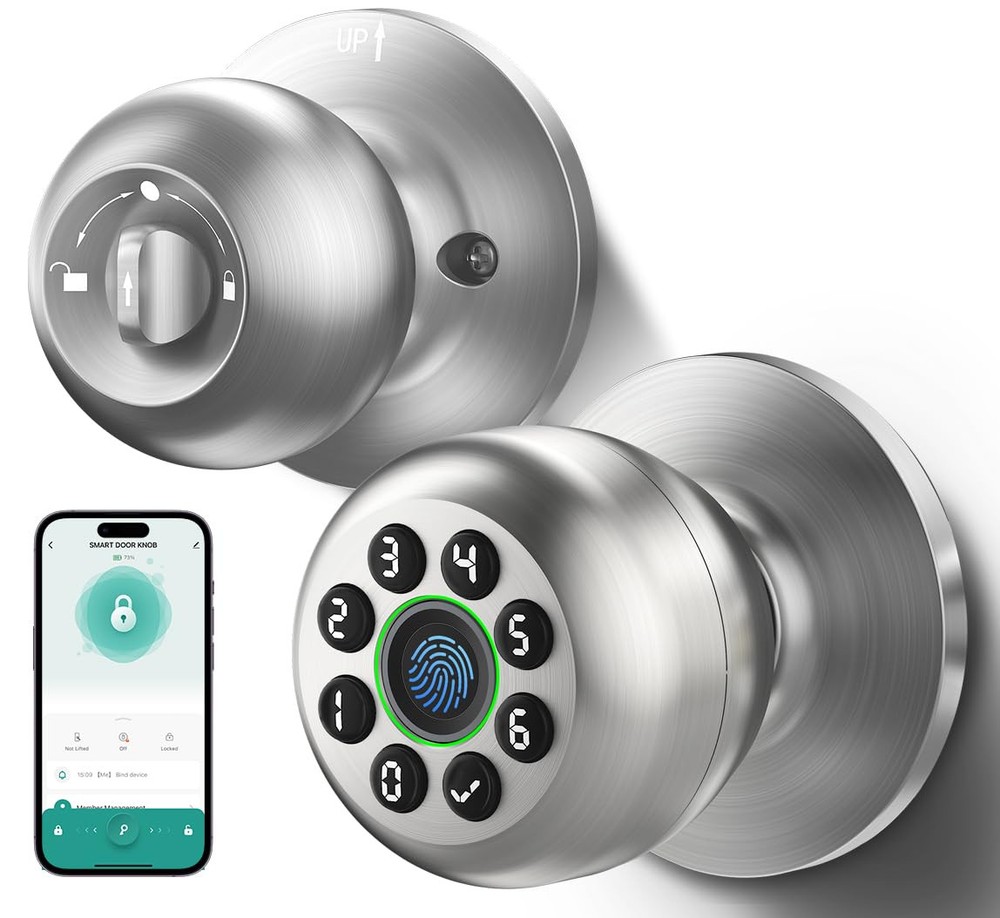 Smart Fingerprint Door Knob Lock - Keyless Entry with Handle