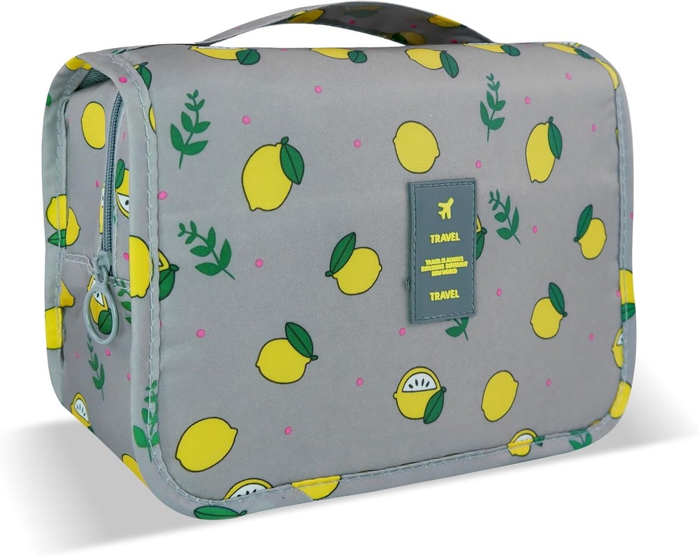 Large Hanging Toiletry Bag for Travel - C-Lemon Grey