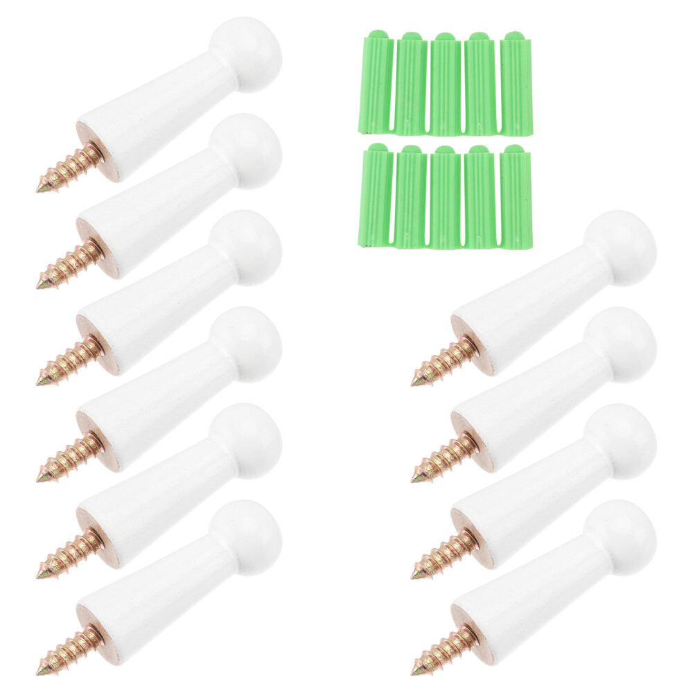 10 Pcs Wooden Coat Hook Hanger Rack Shaker Pegs White Clothes Racks