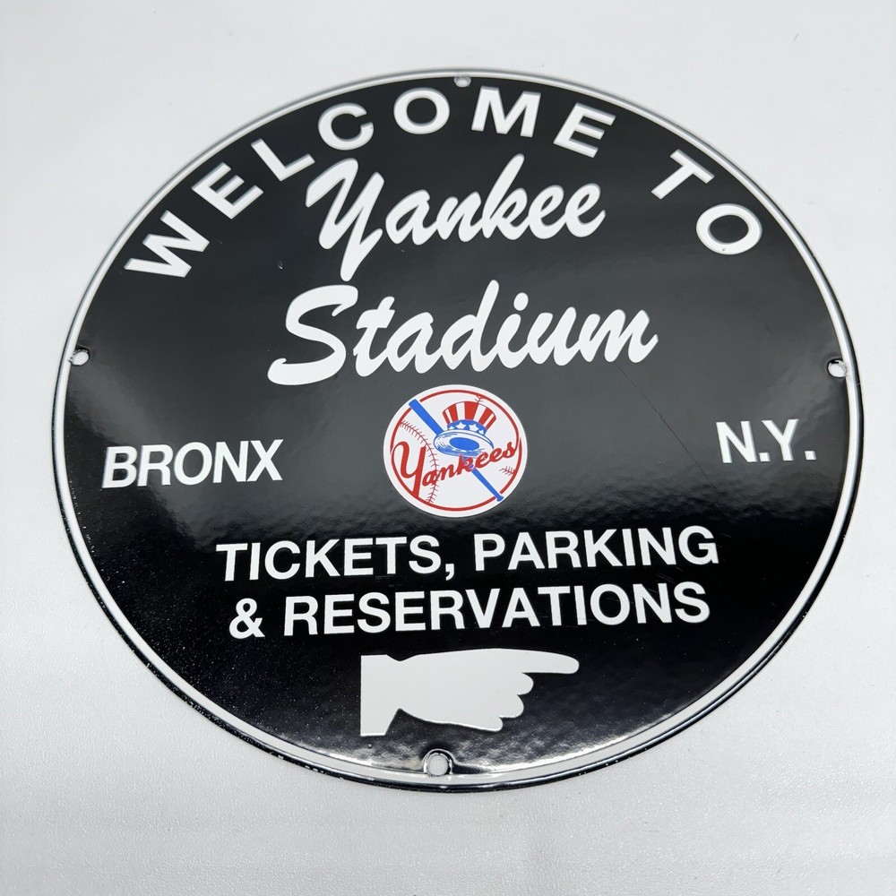 Vintage Yankee Stadium Parking MLB Baseball Bronx New York Porcelain Sign