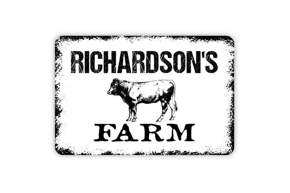 Personalized Cattle Farm Sign - Custom Cow Metal Wall Art