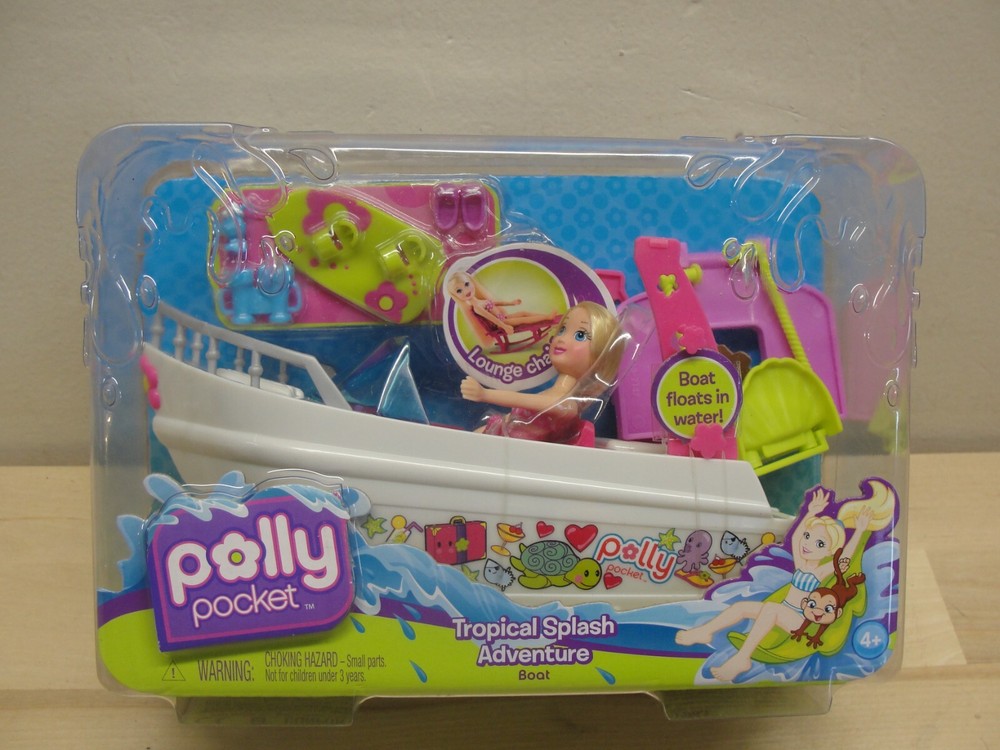 NEW 2009 MATTEL POLLY POCKET TROPICAL SPLASH ADVENTURE BOAT PLAY SET