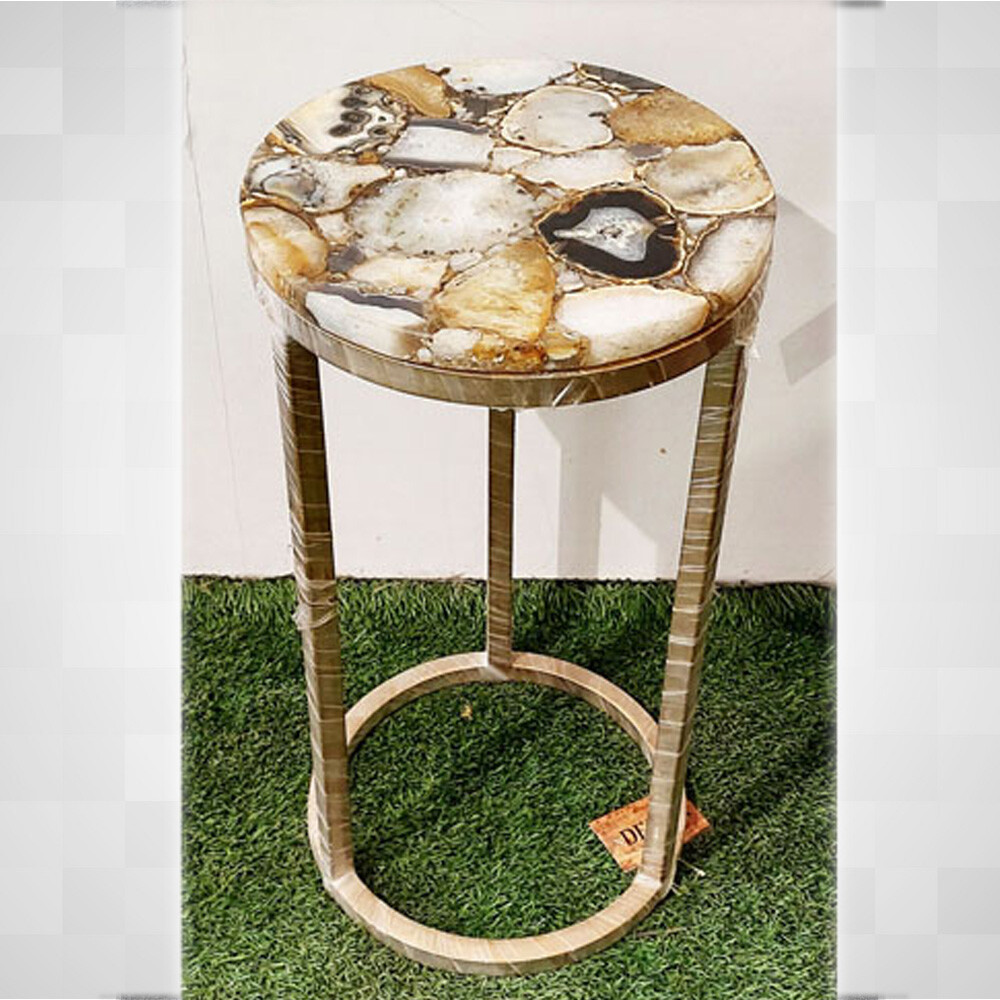 12x12 Natural White and Brown Agate Stone Coffee Table Top Buy Now-image