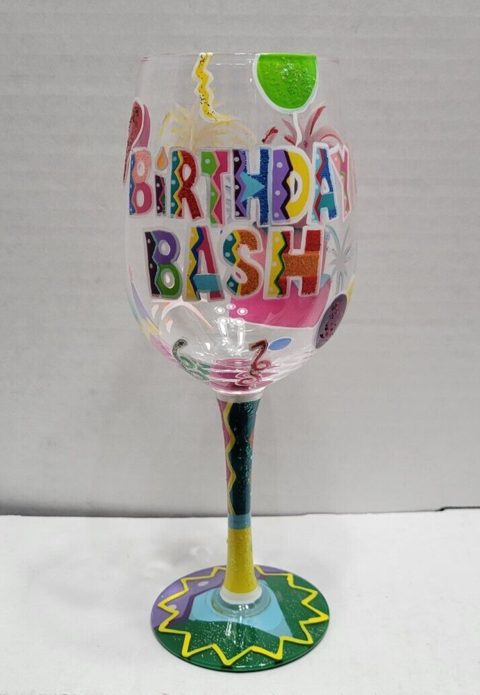 Lolita Birthday Bash 15oz Hand-Painted Artisan Wine Glass for Celebrations