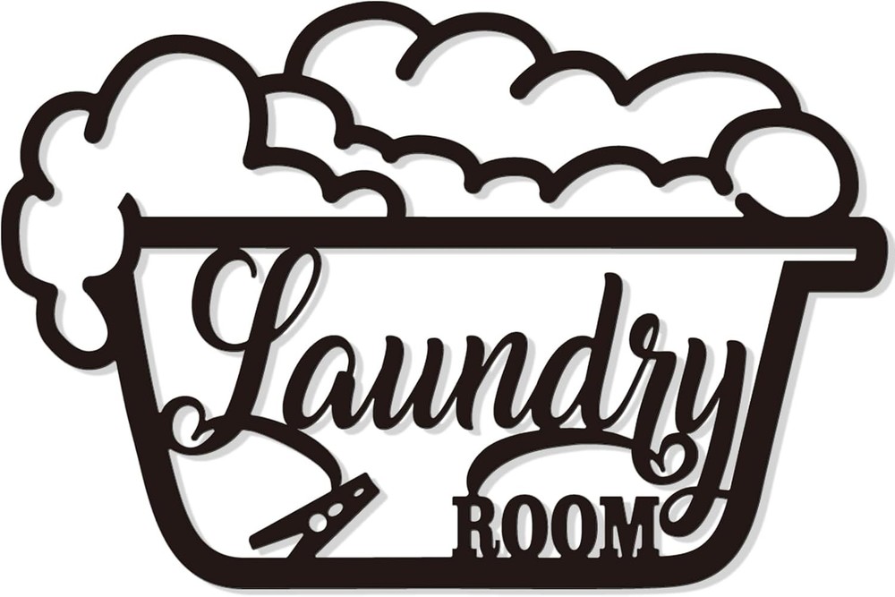 Bnesi Blue Metal Farmhouse Laundry Wall Decor Sign Elegant 15in