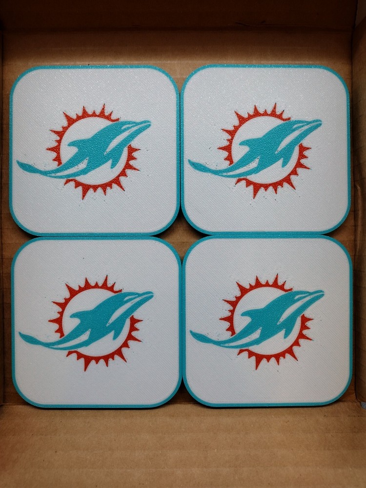MIAMI DOLPHINS NFL DRINK COASTERS FOOTBALL 3.5