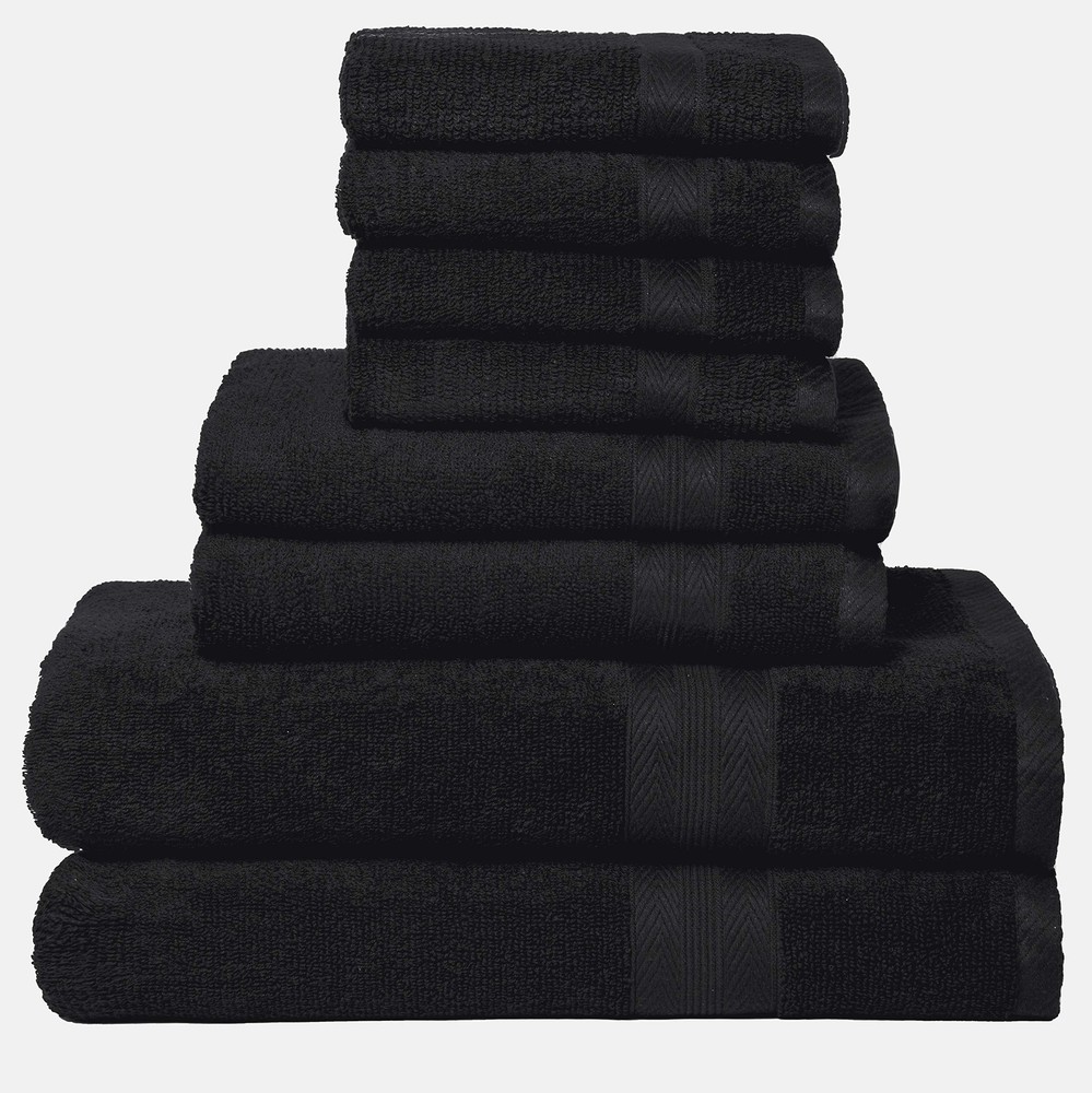 8-Piece Black Cotton Towel Set – Ultra Soft & Highly Absorbent