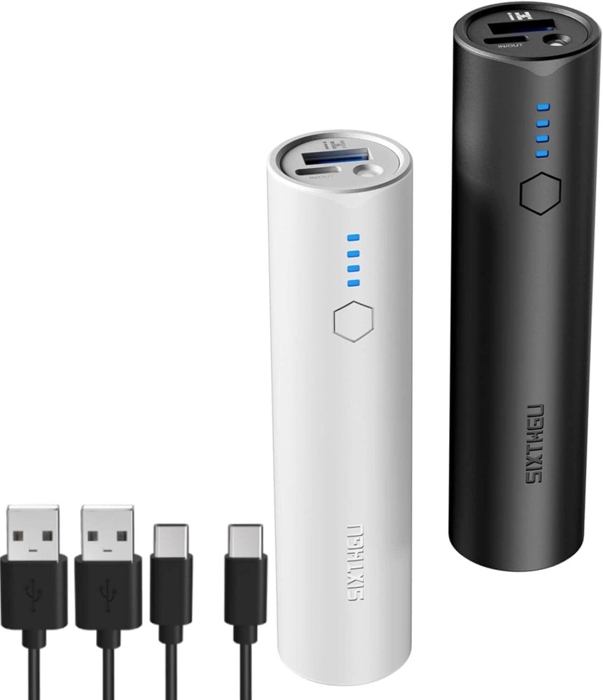 Portable Charger, Power Bank, S03 2-Pack 5,000mAh Battery Black and White