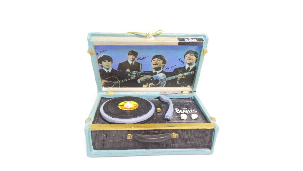 Beatles RETRO 45 RPM Record Player Adler Christmas Suitcase Ornament
