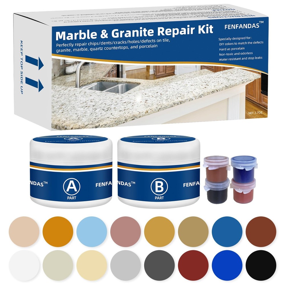 Marble and Granite Repair kit Porcelain Marble Stone and Quartz Countertops R...