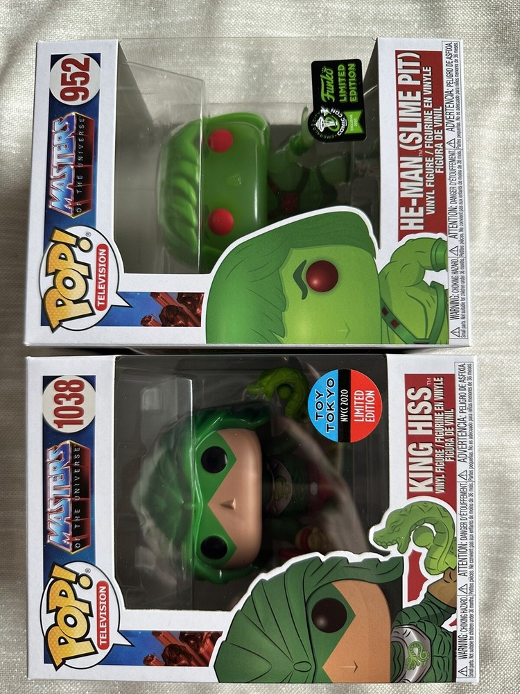 FUNKO POP ! HE MAN (SLIME PIT) #952 ECCC KING HISS #1038 TOY TOKYO